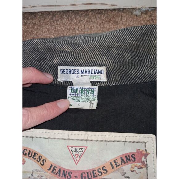 Vintage Guess Denim Bomber Jacket Mens Large 1980s George Marciano - Picture 5 of 7